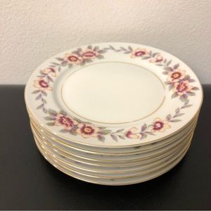 Set of 7 Regal China Sharon Multiple Pieces Flowers & Gold dishes Trim Japan